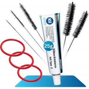 JGD-Kit pour unit&eacute; de percolation DeLonghi & AEG 25 g de graisse silicone pour machines &agrave; caf&eacute; automatiques 3 joints, entre autres, groupe caf&eacute; ECAM ESAM ETAM 5 brosses de nettoyage, pistons de - Neuf