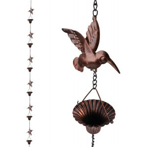 Cha&icirc;ne Pluie Oiseaux, 2,4 M M&eacute;tal Pour Colibri Descente D'Eau De Goutti&egrave;re Ext&eacute;rieure D&eacute;coration Pour Terrasses, Villas, Cours - Neuf