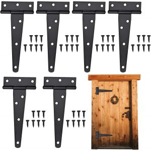 Lot De 6 Charniere,En Forme De T Charniere Porte,Pliable Charni&egrave;Re,100 Mm Charniere Porte Lourde,Avec Vis Charniere Porte Placard,Convient Aux Charni&egrave;Res De Porte Galvanis&eacute;Es,Cabanon De Jardin - Neuf