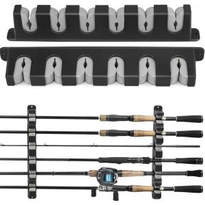 Fishing Rod Holder Ratelier Door Horizontal Wall Mount For Garage, Boats, 6 Combinations Of Fishing Rods, 1 Pair A-Grey - Neuf