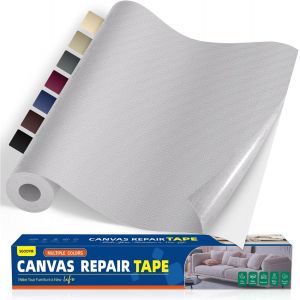 Tissu Autocollant Reparation Gris Clair,40x200cm Imperméable Patch De Réparation En Tissu De Toile,Patch Autocollant En Toile Pour Tentes,Bâches De Bateau,Canapés,Chaises - Neuf