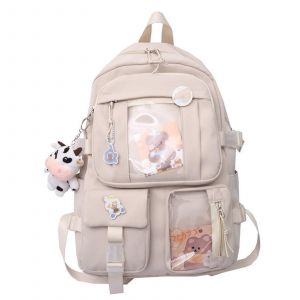 Nouveau produit,sac &agrave; dos avec accessoires de broche mignon pendentif en peluche sac &agrave; dos d'&eacute;cole kawaii sac &agrave; dos esth&eacute;tique mignon - Neuf