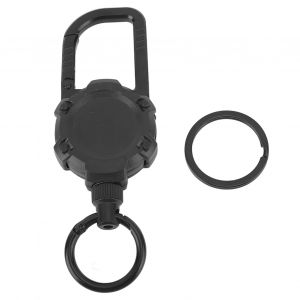 Porte-CléS MagnéTique RéTractable, Fil En Acier Inoxydable, Boucle Facile à Tirer, Mousqueton, Noir - Neuf