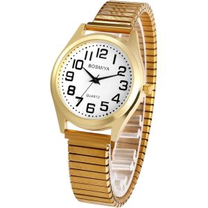 Montre Femme Homme Quartz Analogique Avec Grand Cadran Numérique,Bracelet Élastique-2 Couleurs.[J641] - Neuf