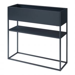 Porte-Plantes Style Intemportel Support Sur&eacute;lev&eacute; Avec &Eacute;tag&egrave;re 80 X 80 X 25 Cm Noir Helloshop26 03_0010364 - Neuf