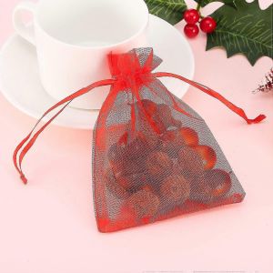 Pour 100 Pack Rouge Organza de Cadeau de Bonbons Sacs: Cordon de serrage Poche Wrap pour Mariage, No&euml;l, la saint-Valentin Favorise - &Eacute;l&eacute;gant Emballage de la Solution - Neuf