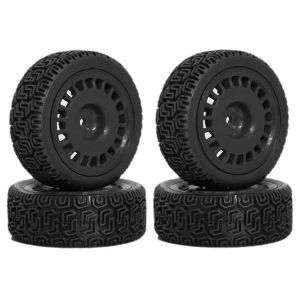 4pcs 68mm Rally-Tires Pneu en caoutchouc Pneu Pneu Voiture Upgrade Pi&egrave;ces Noir - Neuf