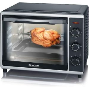 Mini-Four À Chaleur Tournante 30 L Avec Tournebroche, Four Posable 1 600 W Design Simple Et Élégant Électrique Avec Minuteur 120 Min, Noir/Inox, To 2056[IND6230866] - Neuf