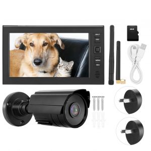 Systeme de surveillance de securite sans fil LCD 7 pouces, 4 canaux, Wi-Fi, ecran + camera, 1 camera infrarouge, carte memoire, AU - Neuf