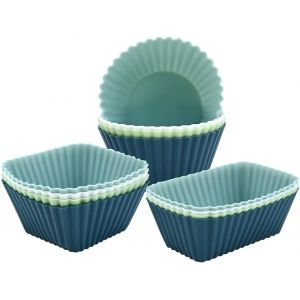 Tianyi-Lot De 12 Mini Moules &Agrave; Kouglof En Silicone R&eacute;utilisables Pour G&acirc;teau, Dessert, Chocolat, Pudding, Gel&eacute;e (Rectangulaire, Carr&eacute;, Cercle), 12mfbmj - Neuf