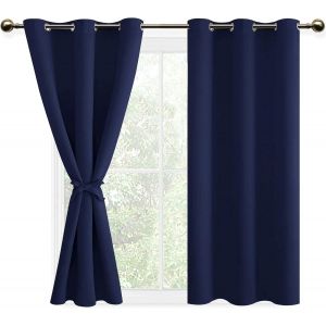 TIANYI-2 Pi&egrave;ces Rideaux Occultant Thermiques &agrave; Oeillets, Rideau Thermique Isolant Anti Froid et Chaleur pour Chambre des Gar&ccedil;ons, 117x137 CM (Largeur x Hauteur), Bleu Marine - Neuf