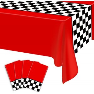 Sjzg-Lot De 4 Nappes Rectangulaires En Plastique &Agrave; Carreaux De Voiture De Course, Fournitures De F&ecirc;te Sur Le Th&egrave;me Des Voitures De Course, Chemin De Table, Pour Anniversaire D'enfant Gar&ccedil;on, F&ecirc;te Sur - Neuf