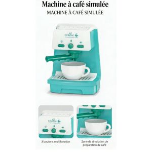 Ensemble de machines &agrave; caf&eacute; et &agrave; pain avec &eacute;clairage sonore pour enfants, jouet de cuisine de simulation pour gar&ccedil;ons et filles, petit appareil domestique en forme de cuisinier - Neuf