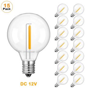 Lugh-15 Pack-E12 Screw Baseampoules Led Rétro En Plastique Pour Guirxiété Lumineuse Solaire Hors Réseau,Lampes De Camping À Batterie,Remplacement De L'ampoule,Basse Tension,G40,Dc 12v,24v,1w, - Neuf