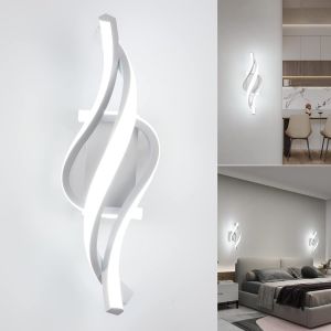 Led Applique Murale Int&eacute;rieur,22w 6000k Lumi&egrave;re Blanc Froid 1800lm Lampe Murale,Moderne Luminaire Murale,&Eacute;clairage Murals Design Incurv&eacute;e,Appliques Murales Pour Chambre,Maison Couloir,Salon,Escalier - Neuf