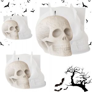 3 Pi&egrave;ces Halloween Moules &Agrave; Bougie En R&eacute;sine &Eacute;poxy,Cr&acirc;ne D'halloween Moules &Agrave; Bougies,Moules En Silicone R&eacute;sine &Eacute;poxy,Resine &Eacute;poxy Moule Silicone Pour Cadeau,D&eacute;coration De La Maison - Neuf
