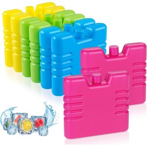 KALANKA-Mini Pain de Glace, Lot de 8 Bloc Glace pour Glaciere,Accumulateur de Froid Réutilisablepour Voyage, Pique-Nique, Camping Plus Frais-Jaune Vif, Bleu Clair, Jaune-Vert, Rouge - Neuf