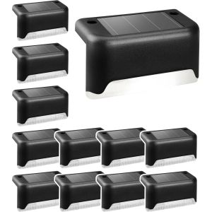 Tianyi-Lot De 12 Lampes Solaires Étanches Pour Clôture, Escaliers, Clôture, Cour, Terrasse Et Chemin (Noir, Blanc) - Neuf