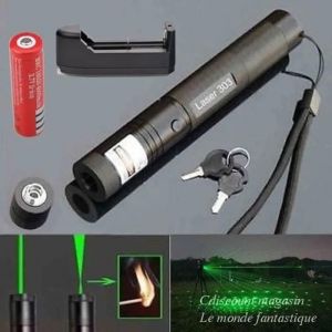 303 Laser Vert 10Miles 532nm Pointeur Stylo Lumière Visible De Faisceau + 18650 + Chargeur - Neuf
