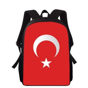 Sac à dos imprimé 3D avec drapeau de la République de Turquie, 40 cm, pour enfants, école primaire, garçons et filles - Neuf