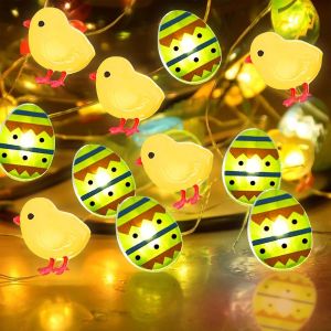 Kal-Guirlande Lumineuse De Pâques, 2 M 20 Led Lumières De Oeufs De Pâques, Batterie Opération, Lumières De Oeufs Poussins Pâques Pour Pâques Décoration Fête, Extérieure, Printemps - Neuf