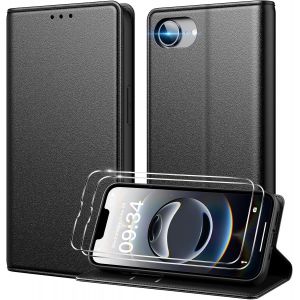 AYU-Coque pour iPhone 16e 2025, [ Verre Trempé Protection *2] [Blocage du Signal RFID] Etui pour iPhone 16e-Noir - Neuf