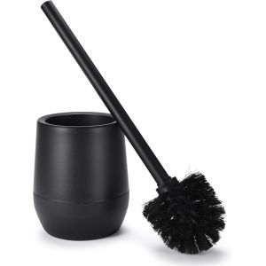 KAL-Brosse Wc Et Support - Brosse Wc En Silicone - Avec Poils Rigides - Pour La Salle De Bain - Noire - Neuf
