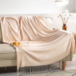 (Rose) Jeté De Lit Couverture Couvre-Lit Décoratif Jeté De Canapé Couverture De Canapé Plaids À Franges Tapis Mode Mignon Motif De Diamant - Neuf