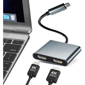 KAL-Adaptateur Usb C Vers Double Hdmi, Adaptateur Usb De Type C Vers Double &Eacute;cran, Hub Usb C Avec 2 Stations D'Accueil Hdmi 4K @ 60 Hz Pour Ordinateur Portable Hp/Dell/Surface/Lenovo/Thinkpad - Neuf