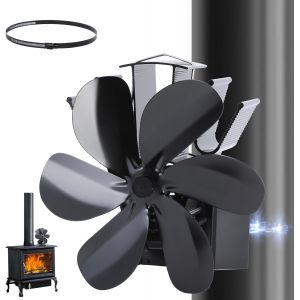 JEXNOVASHOP-Ventilateur Poele &agrave; Bois Magnetique 6 Pales | Socle R&eacute;glable - Adapt&eacute; aux Chemin&eacute;es et aux Tuyaux de Po&ecirc;le | Ventilateur de Chemin&eacute;e Avec Thermom&egrave;tre Magn&eacute;tique - Neuf