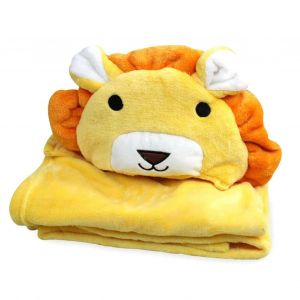 Lion Jaune Infantile Flanelle Couverture En Peluche Animal T&ecirc;te B&eacute;b&eacute; Couverture Pour Gar&ccedil;ons Grls 100x100cm-Ym - Neuf