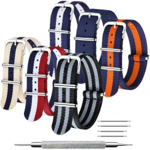 Eryi-Nato Strap 6 Packs 18mm 20mm 22mm Bracelets De Montre En Nylon Balistique Bracelets Zulu Boucle En Acier Inoxydable Avec Barre À Ressort Et Outil De Broche De Liaison - Neuf