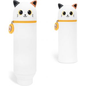 Trousse Ecole Silicone,2 in 1 Extensible Étui à Crayon,Kawaii Fille Trousse,Pot a Crayon Enfant pour Scolaire & Bureau - Neuf
