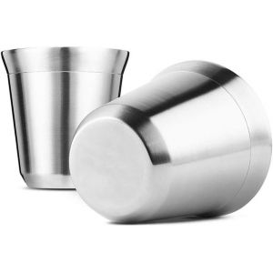 Tianyi-Lot De 2 Tasses À Café Isothermes À Double Paroi En Acier Inoxydable Facile À Nettoyer Et Passe Au Lave-Vaisselle, Argenté, 80ml - Neuf