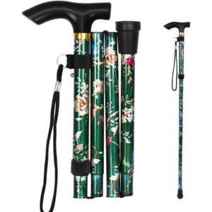 Meimie-Bâton De Marche, Canne De Marche Pliable Femme Canne De Marche Facile Réglable Canne De Marche Fleur Canne Télescopique En Alliage Daluminium Bâton Pliable Pour Les Plus Âgés Canne Extensible - Neuf