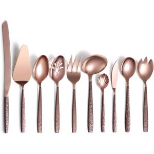 Ménagères Assorties 30 Pièces Avec Poignée En Surface De Lune Et Tête En Or Brillant Placage De Titane, Ensemble De Couverts En Argent En Acier Inoxydable Service Pour 6 - Neuf