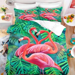 Flamingo Duvet Cover Set 135 X 200 Cm Bed Linen 4 220 X 260 Cm - Neuf
