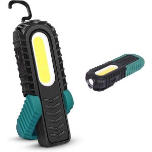 Lampe De Travail Led Rechargeable, Lampe D'inspection Led Frontale Cob Avec Crochet Et Base Magn&eacute;tique Pour Voiture, Camping, Urgence (Verte) - Neuf