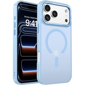 NSIECD-Coque Magn&eacute;tique pour iPhone 17 Pro, 6,3 Pouces, Compatible avec MagSafe, Etui Translucide Mat Arri&egrave;re Housse Fine Antichoc Case, Bleu Clair - Neuf