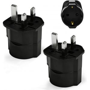 JGD-2 Pi&egrave;ces Adaptateur Prise Anglaise, Adaptateur de Voyage France vers UK, Adaptateur de Prise pour Irlande, Angleterre, Ecosse, Duba&iuml;, Malte, Adaptateur Type G (Noir) - Neuf