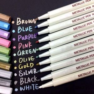 Marqueurs M&eacute;talliques,10 Couleurs Stylos de Peinture pour Le Scrapbooking,DIY Album Photo Bricolage,Fabrication de Cartes,Marqueurs Artistiques pour Le M&eacute;tal et La C&eacute;ramique,Verre - Neuf