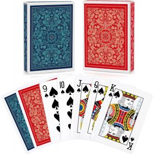 Eryi-2 Pack Jeu De Carte Jeux De Cartes Index Standard Carte Poker Pour Les Familles Jeux De Cartes Fête Texas Holdem Poker Blackjack Euchre Canasta Pinochle Jeu De Cartes Casino Grade - Neuf