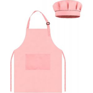 KALANKA-Ensemble chapeau de chef et tablier pour enfant, tablier de chef réglable pour enfants, tablier de cuisine pour la cuisson, la peinture, tablier d'artiste avec deux poches - Neuf