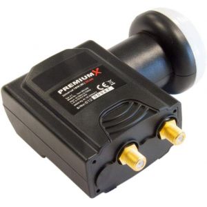 PremiumX Deluxe Twin LNB - Convertisseur de Signal pour 2 utilisateurs avec réception Satellite numérique en HD, UHD et 4K. Prend en Charge DVB-S2 et oscillateur de référence PLL - Neuf