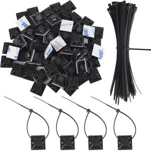 CHECARZHN--NO1-Lot De 100 Supports Adhésifs Multi-U s Pour Câbles - Supports De Base Auto-Adhésifs En Nylon - Pour La Maison, Le Bureau, L'Atelier, Le Bricolage, Le Jardin - Neuf