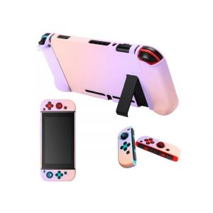 Étui Dockable Pour Nintendo Switch Avec Coques Joy-Con Et Poignées Pour Joysticks - Dégradé Violet/Rose - Neuf