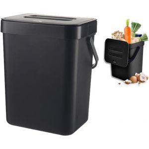 Poubelle Bio De Cuisine - Poubelle De 3 L Avec Couvercle - Poubelle De Cuisine - Poubelle &Agrave; Compost De Cuisine - Poubelle &Agrave; Couches - Anti-Odeur - Plan De Travail Suspendu - Poubelle &Agrave; - Neuf