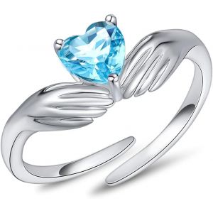 Ajustable Bague Pour Femme Je Veille Sur Toi Pour Toujours Argent Sterling 925 Bague De Coeur Câlin Bagues Pour Femmes Bagues De Pierres De Naissance.[Y796] - Neuf