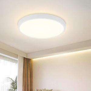 KAL-Plafonniers Plats Plafonnier Led - Blanc Rond Plafonnier Moderne 3000K Ip44 Lampe De Chambre À Coucher Ultra Mince Lampe Plafond 17Cm Pour Salon Hall Balcon Cave Salle De Bains - Neuf