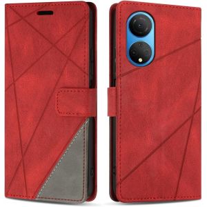 Kal-Etui Coque Pour Honor X7, Protection Housse En Cuir Pu Portefeuille Livre Pour Honor X7, Emplacements Cartes, Fonction Support, Rouge - Neuf